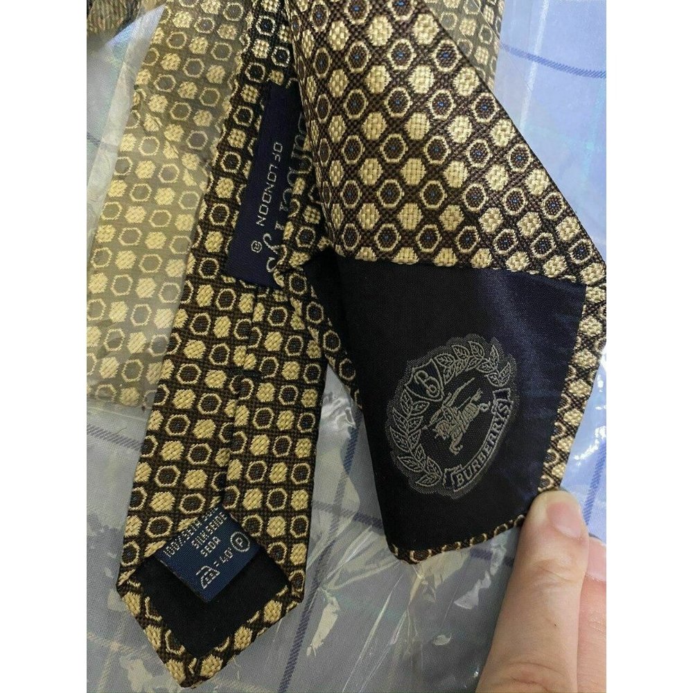 Burberrys Brown & Gold Dot Tie - Picture 7 of 7